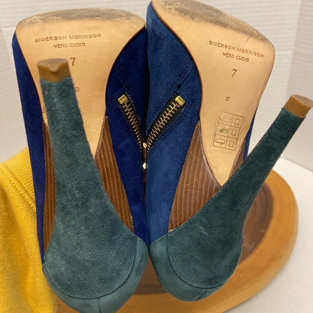 Sigerson Morrison Color Block Suede Poubted Toe H… - image 7